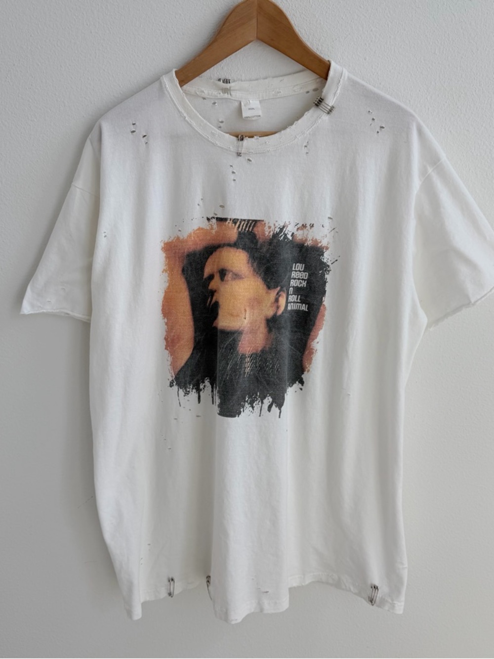 Lou Reed Punk Rock Destroyed Safety Pin Tee